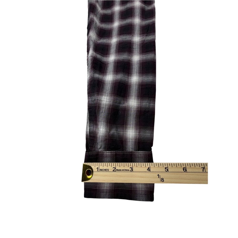 JF Ferrar Modern Fit Men's Medium Burgundy Plaid Long Sleeve Button Up Shirt - Picture 6 of 12